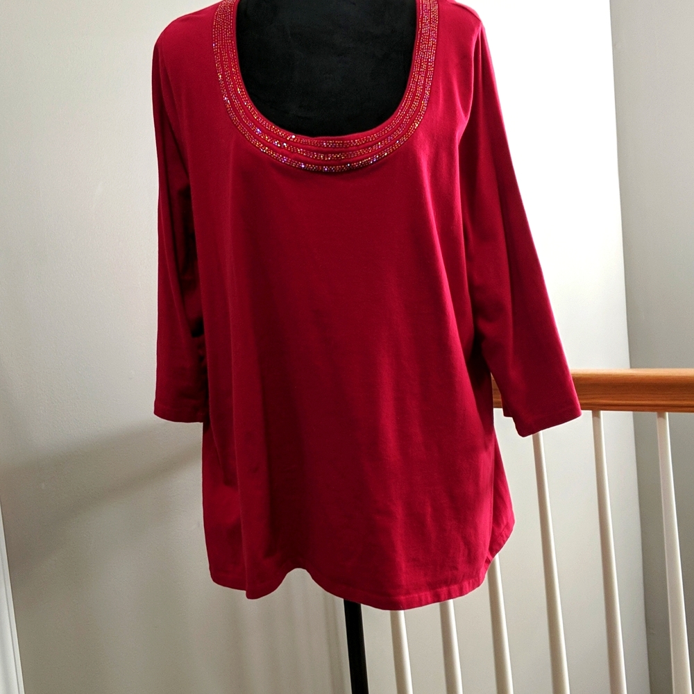 Beaded neckline top
